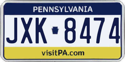 PA license plate JXK8474