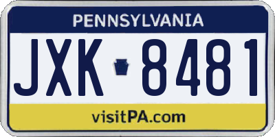 PA license plate JXK8481