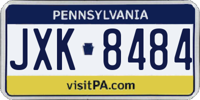 PA license plate JXK8484