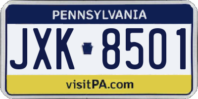 PA license plate JXK8501