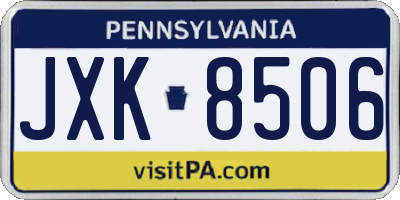 PA license plate JXK8506