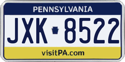 PA license plate JXK8522