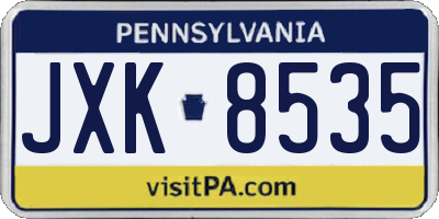 PA license plate JXK8535