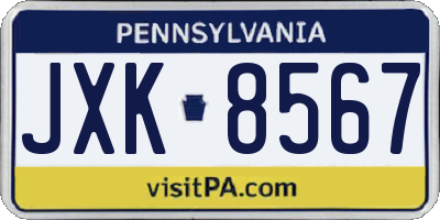 PA license plate JXK8567