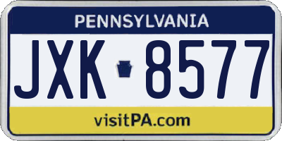 PA license plate JXK8577