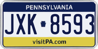PA license plate JXK8593
