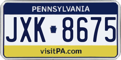 PA license plate JXK8675