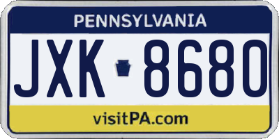 PA license plate JXK8680