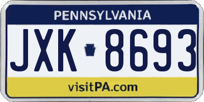 PA license plate JXK8693