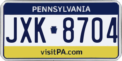 PA license plate JXK8704