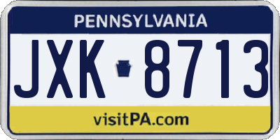 PA license plate JXK8713