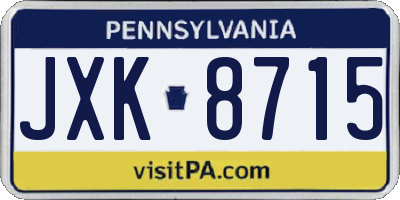 PA license plate JXK8715