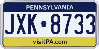 PA license plate JXK8733