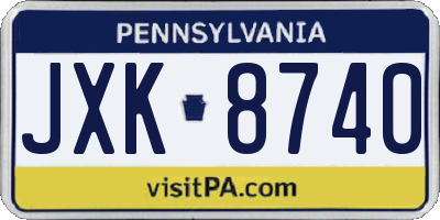 PA license plate JXK8740