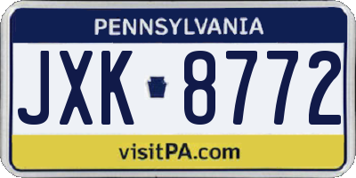 PA license plate JXK8772