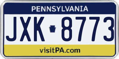 PA license plate JXK8773
