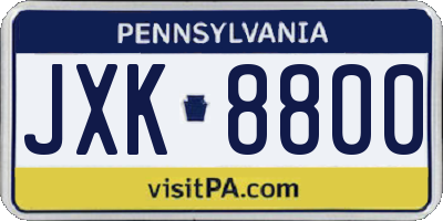 PA license plate JXK8800