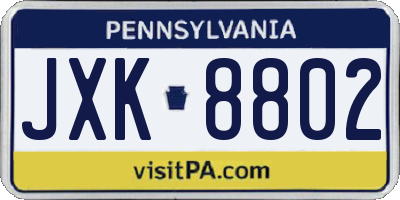 PA license plate JXK8802