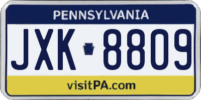 PA license plate JXK8809