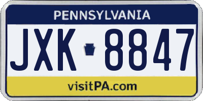 PA license plate JXK8847