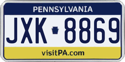 PA license plate JXK8869