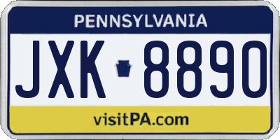 PA license plate JXK8890
