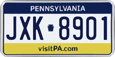 PA license plate JXK8901