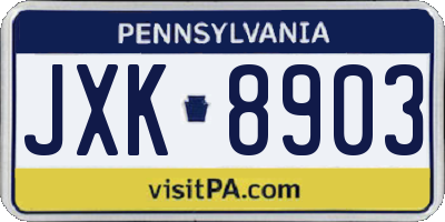 PA license plate JXK8903