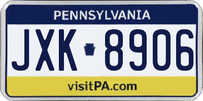 PA license plate JXK8906