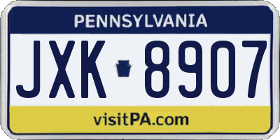 PA license plate JXK8907