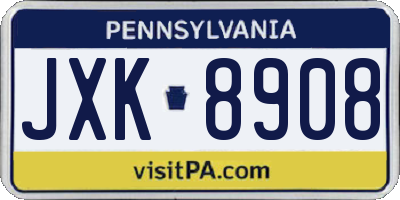PA license plate JXK8908