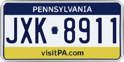 PA license plate JXK8911