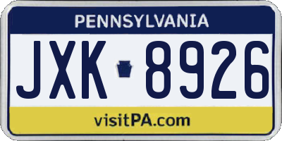 PA license plate JXK8926