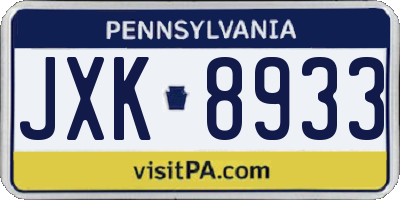 PA license plate JXK8933
