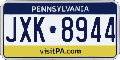 PA license plate JXK8944
