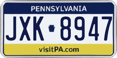 PA license plate JXK8947