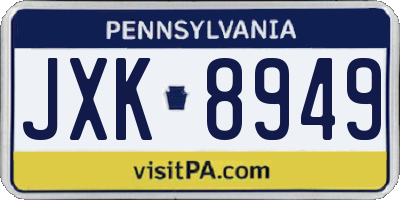 PA license plate JXK8949
