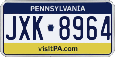 PA license plate JXK8964