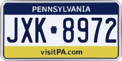 PA license plate JXK8972