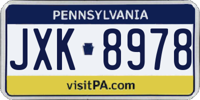 PA license plate JXK8978