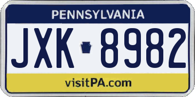 PA license plate JXK8982