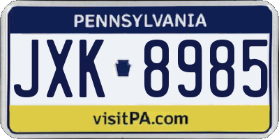 PA license plate JXK8985