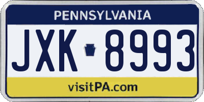 PA license plate JXK8993