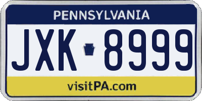 PA license plate JXK8999