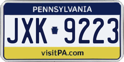 PA license plate JXK9223