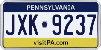 PA license plate JXK9237