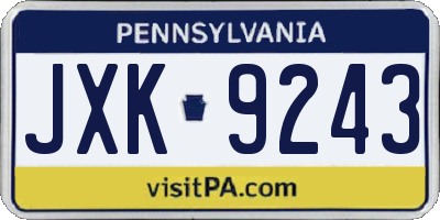 PA license plate JXK9243