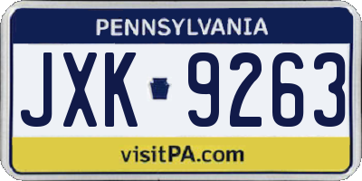 PA license plate JXK9263