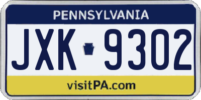 PA license plate JXK9302