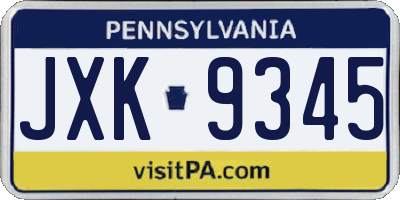 PA license plate JXK9345